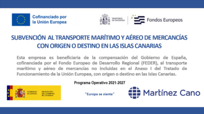 Subvención al transporte marítimo y aéreo de mercancías con origen o destino en las Islas Canarias